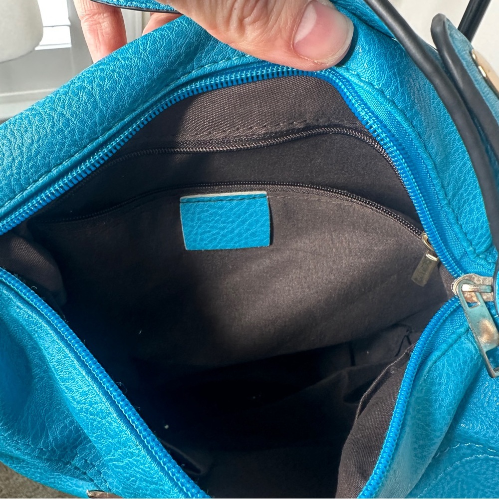 Blue Women's Handbag Gold Accents - Picture 4 of 4